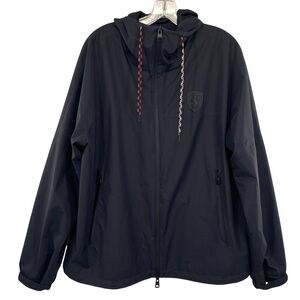 Scuderia Ferrari Navy Blue Hooded Windbreaker Drawstring Jacket Large